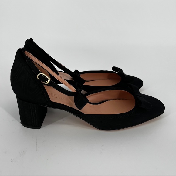 J. Crew Millie Bow Ankle Strap heels black -10 - Picture 9 of 12